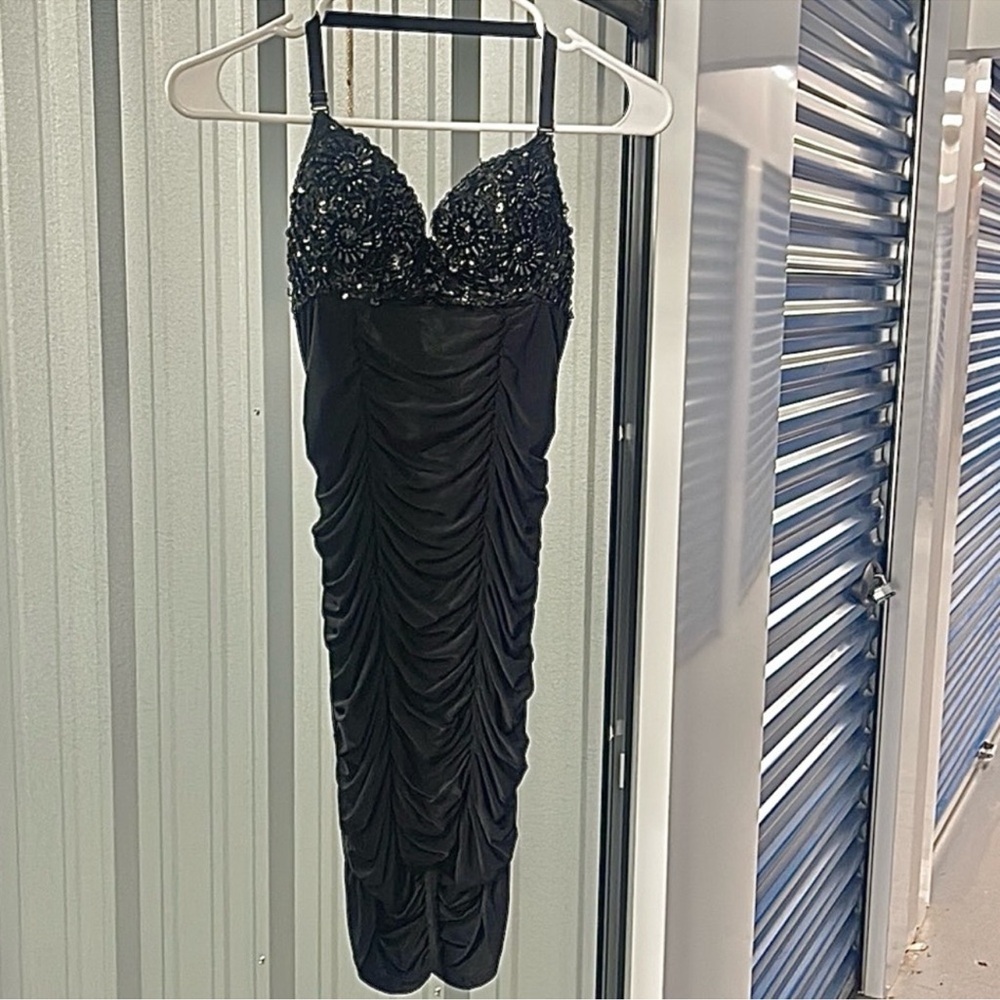 Little Black Dress w/ Crystal & Sequin Top & Super Silky Ruched Bottom SEE VIDEO